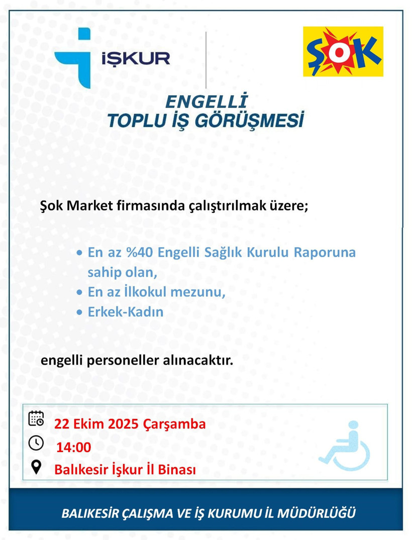 Balıkesir’de Engelliler İçin İstihdamda Fırsat Var! - 5. resim