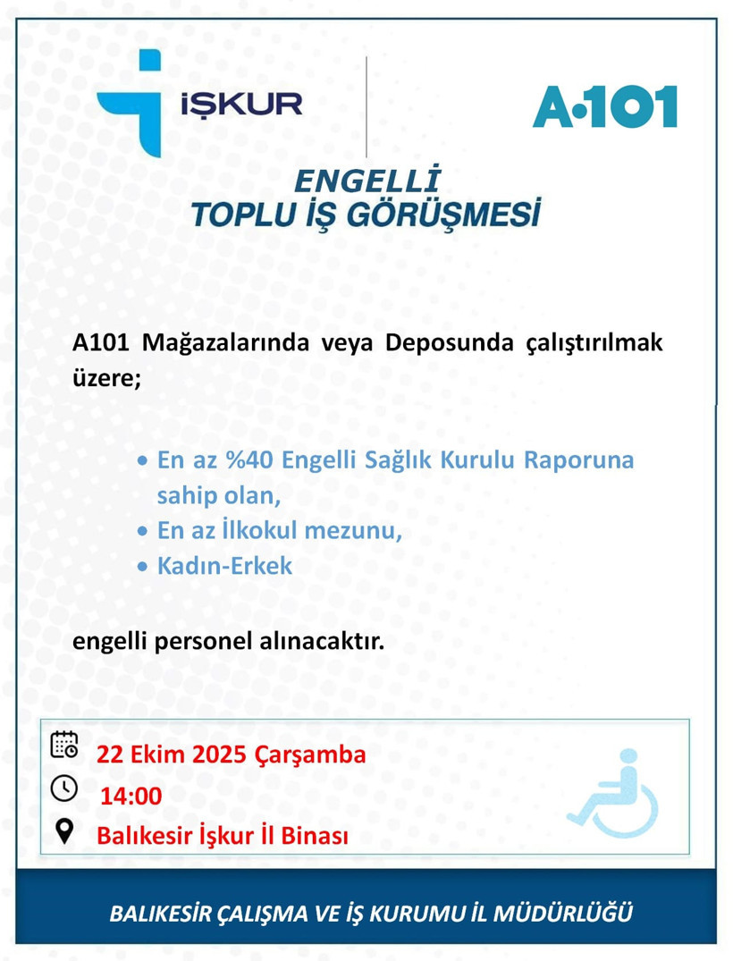 Balıkesir’de Engelliler İçin İstihdamda Fırsat Var! - 6. resim