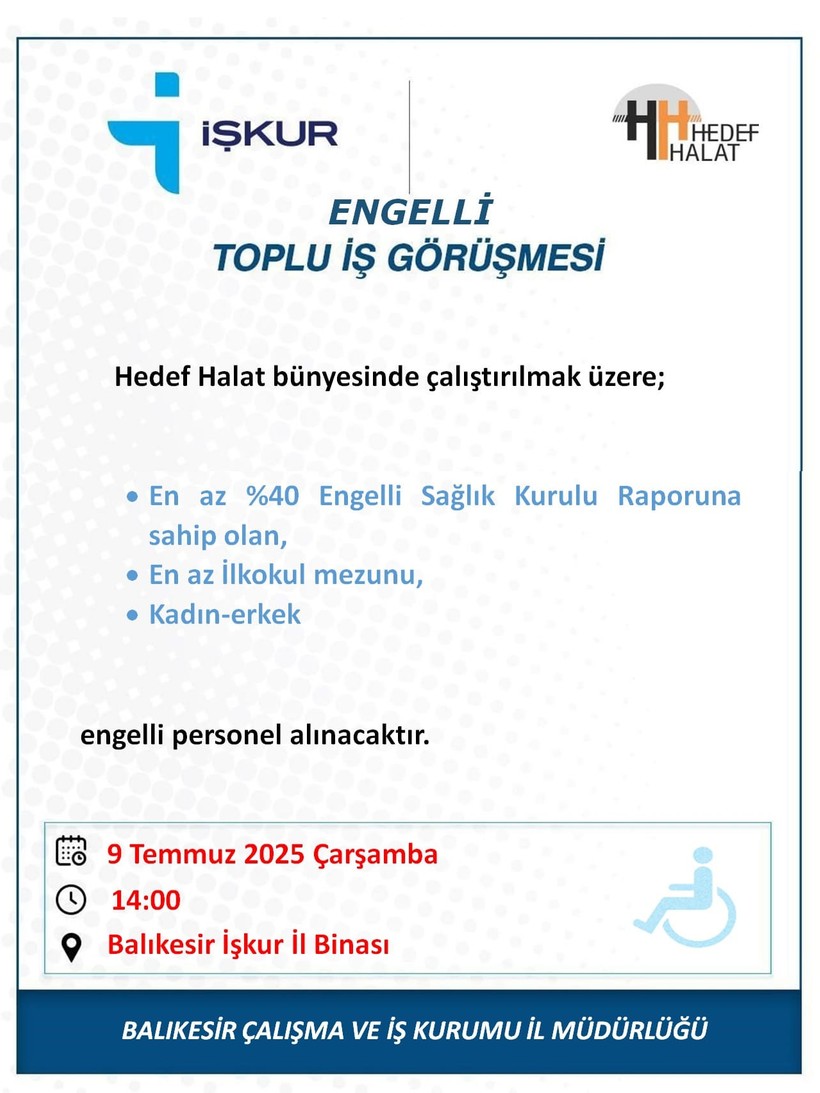 Balıkesir'de Engelli Bireylere İş Fırsatı