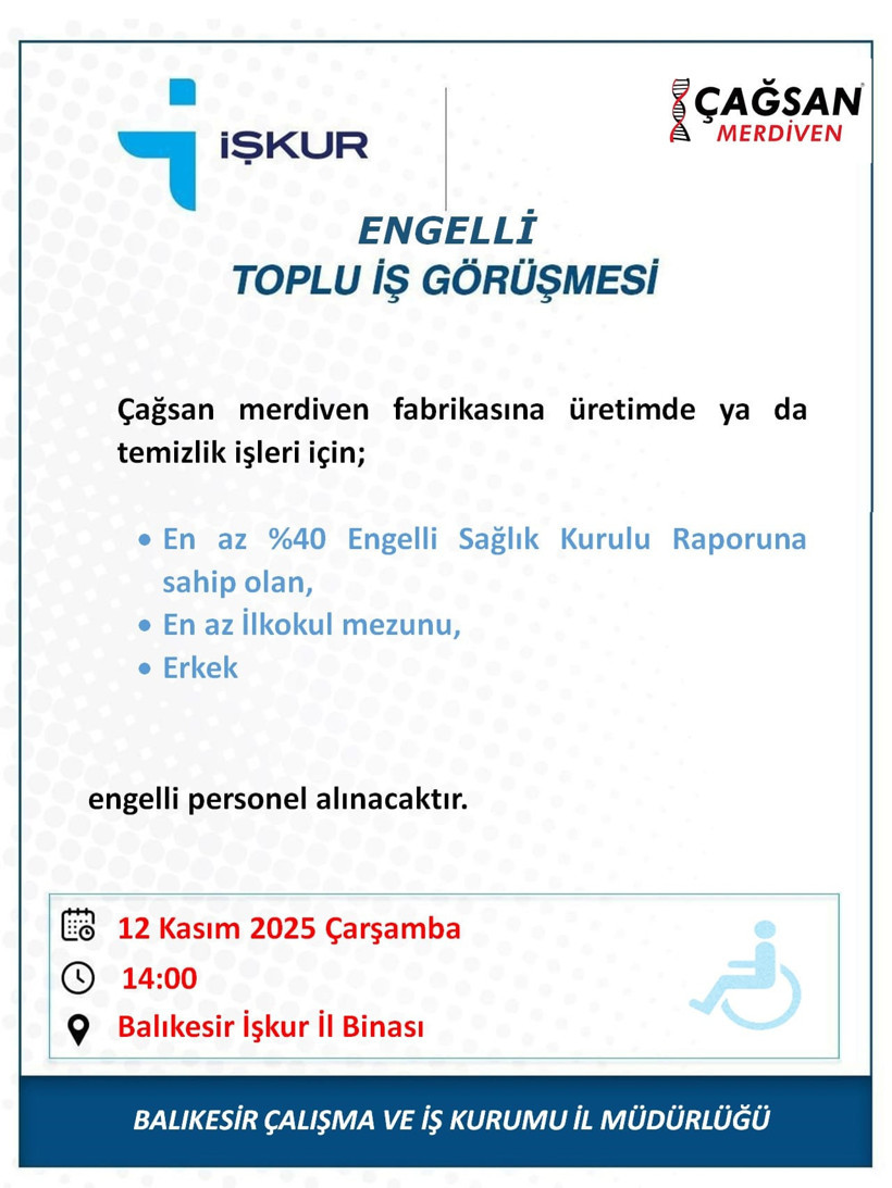 Balıkesir'de Engelliler İçin Toplu İş Görüşmeleri Başlıyor