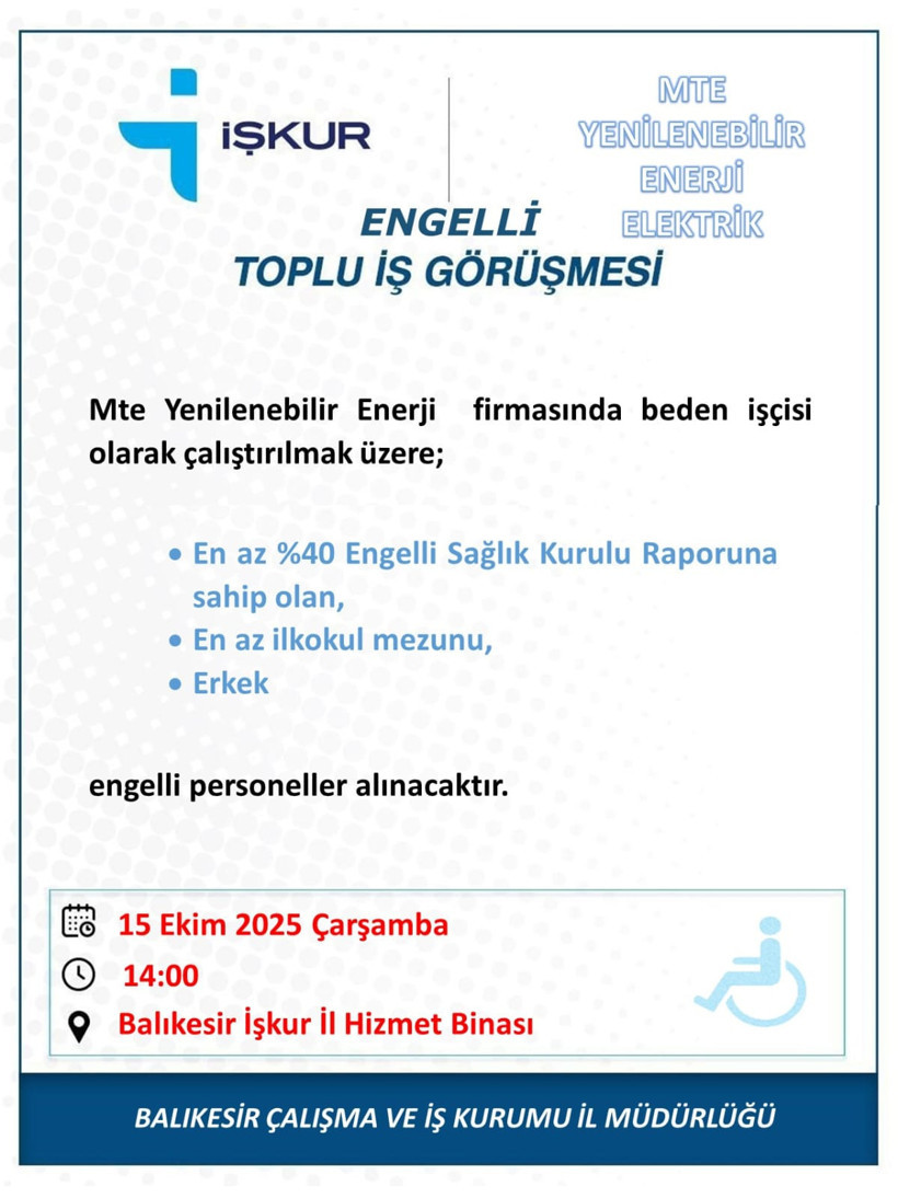 Balıkesir’de Herkes İçin Eşit İş Fırsatı: İş Görüşmeleri Başlıyor - 1. resim