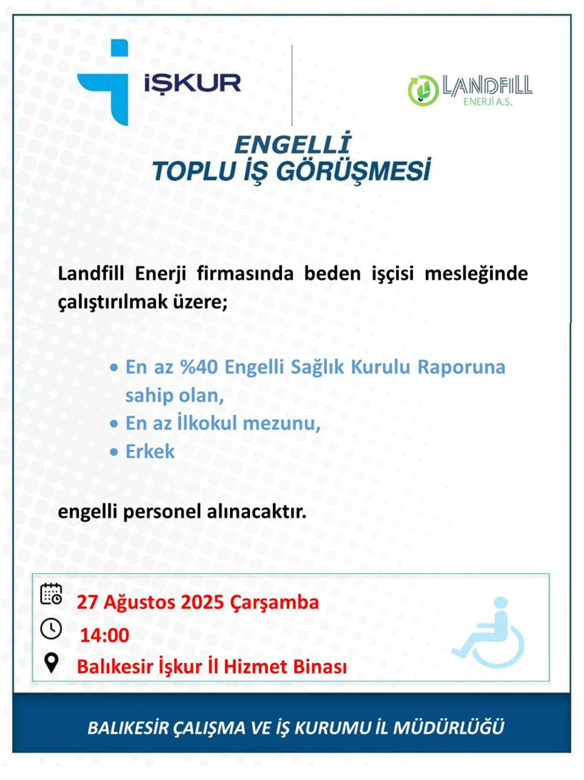 Balıkesir’de Engelli Vatandaşlara İş Fırsatı! - Resim: 4