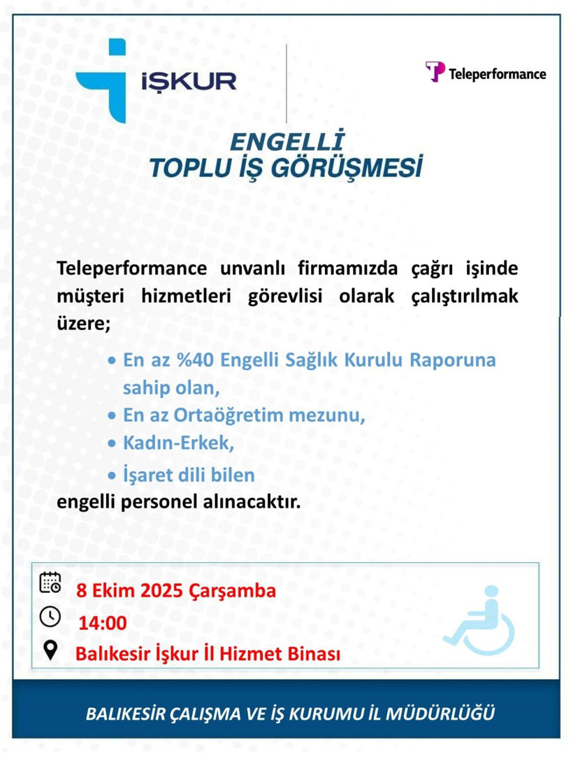 8 Ekim’de Balıkesir İŞKUR’da iş arayanlar dikkat - Resim: 1