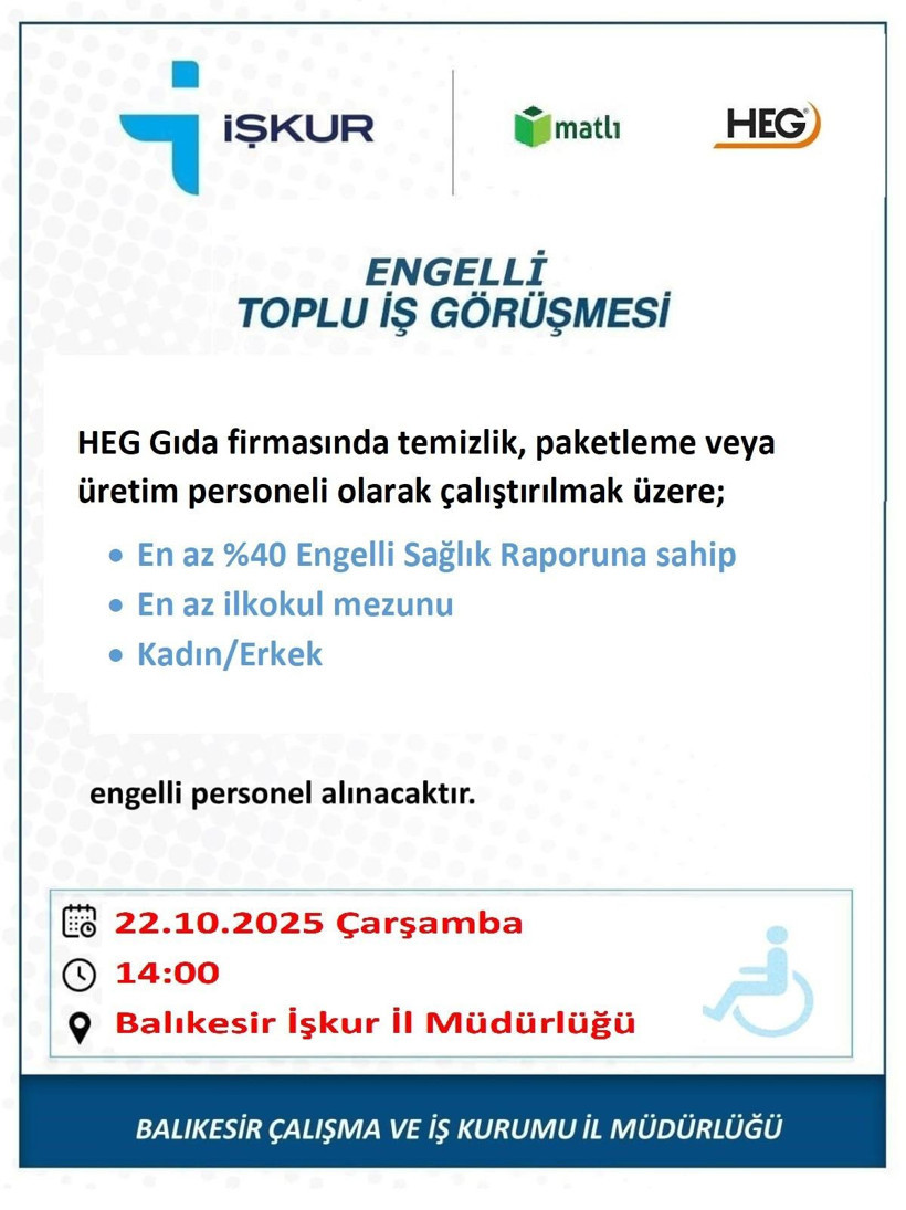 Balıkesir’de Engelliler İçin İstihdamda Fırsat Var! - 9. resim