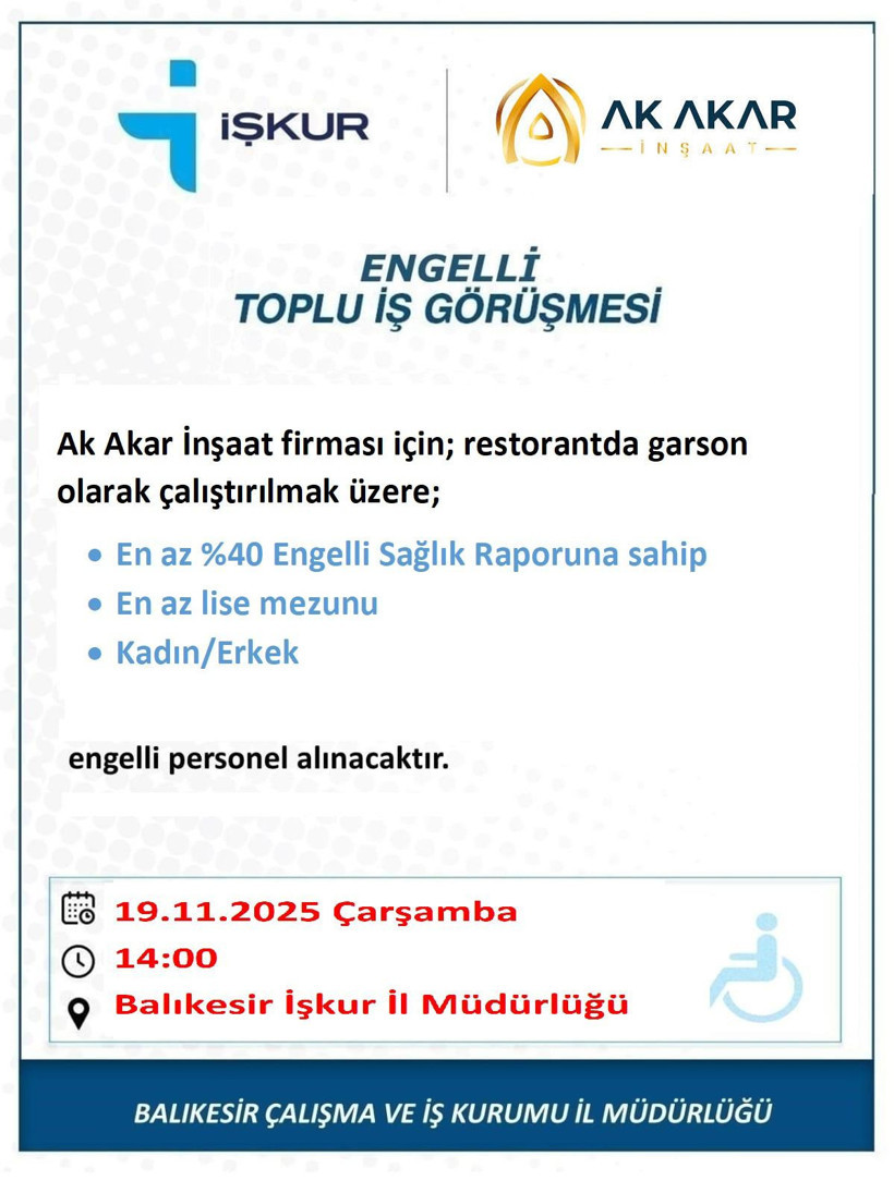 İŞKUR’dan Engellilere Toplu Görüşme
