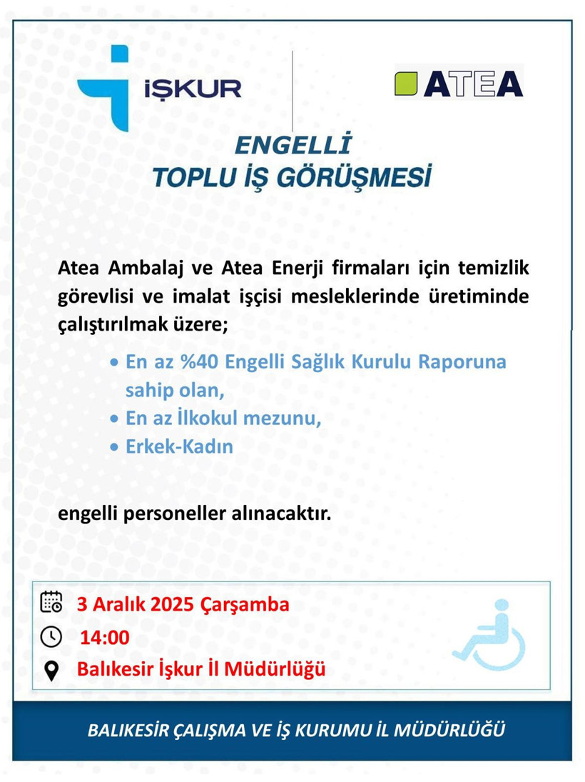 İŞKUR’dan Engelli Adaylara İş İmkanı