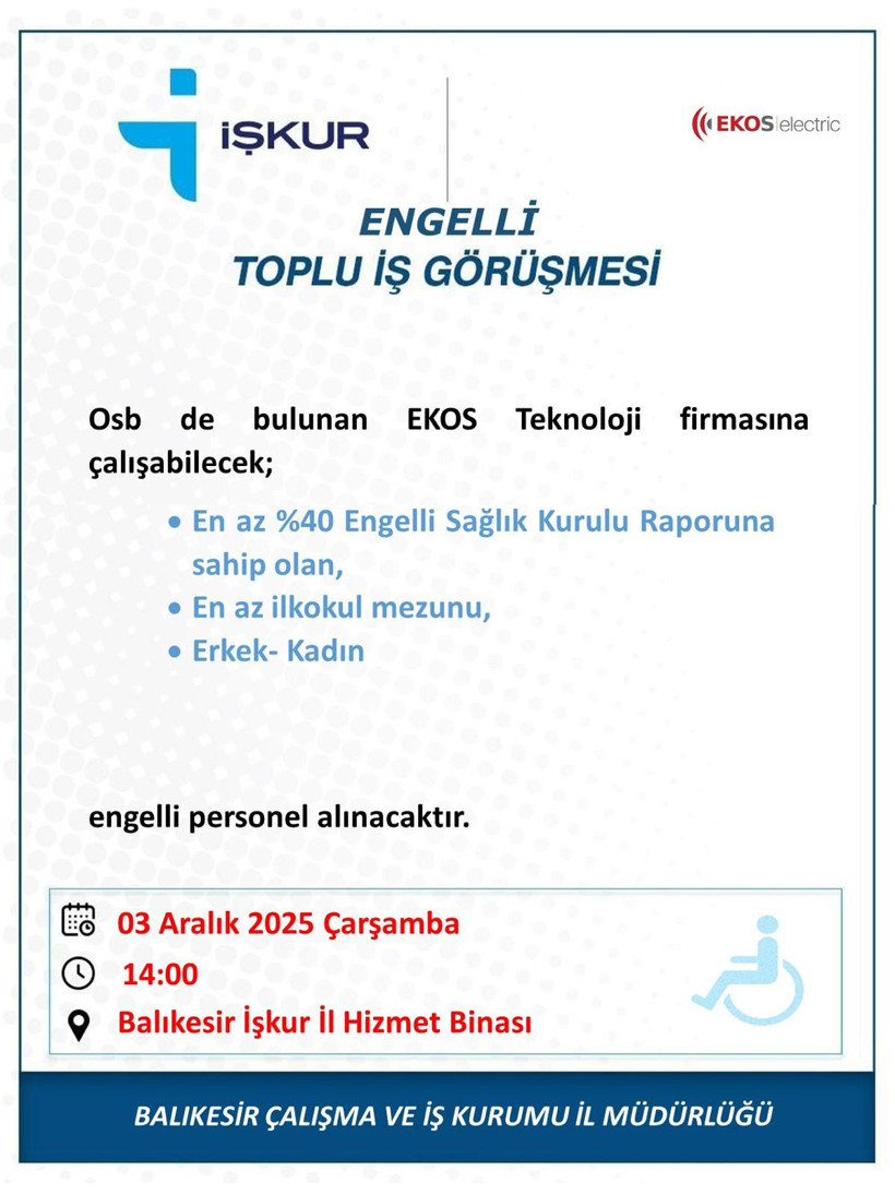 İŞKUR’dan Engelli Adaylara İş İmkanı