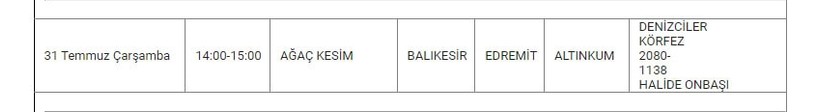 Edremit ve Mahallelerinde Elektrik Kesintisi Edremit ve Mahallelerinde Elektrik Kesintisi