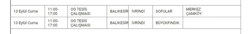İvrindi ve Mahallelerinde Elektrik Kesintisi İvrindi ve Mahallelerinde Elektrik Kesintisi