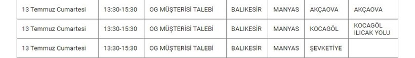 Manyas ve Mahallelerinde Elektrik Kesintisi Manyas ve Mahallelerinde Elektrik Kesintisi