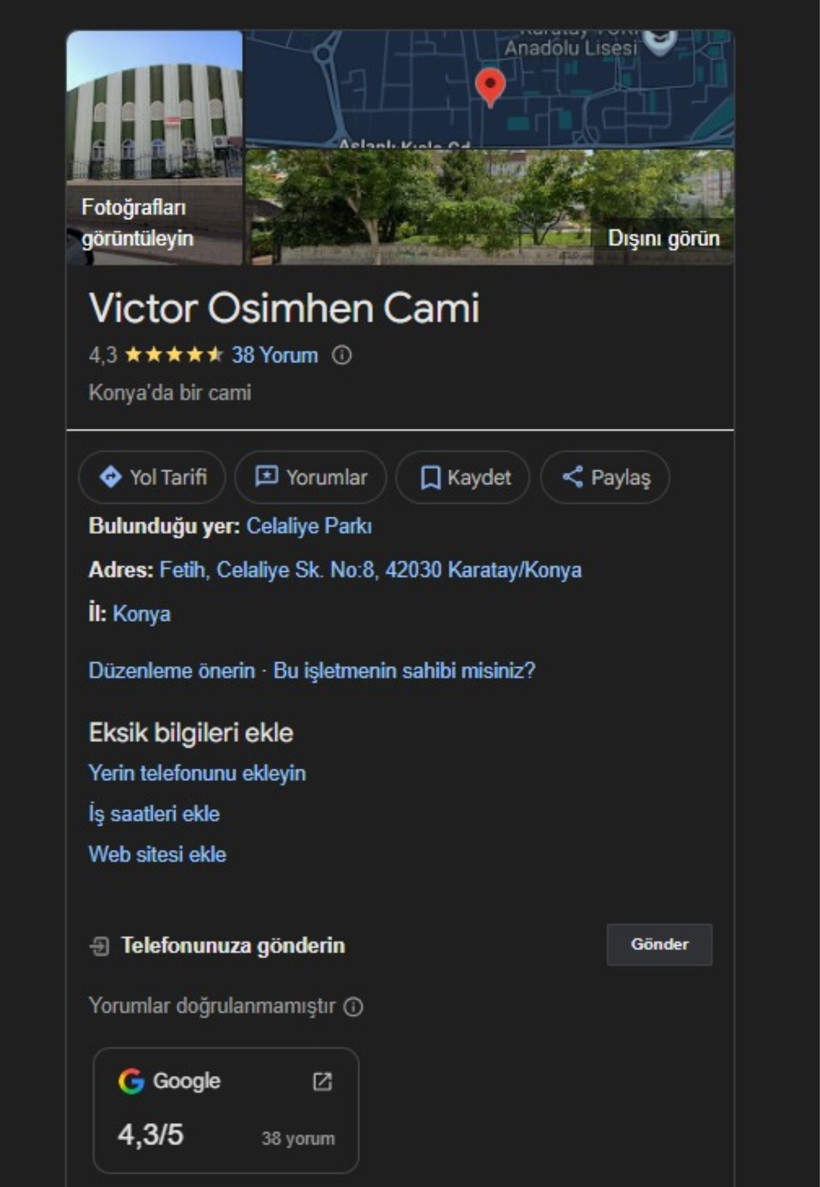 Google Haritalar Olayı: Camiye “Victor Osimhen” Adı Verildi! - Resim: 6