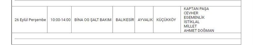 Ayvalık ve Mahallelerinde Elektrik Kesintisi Ayvalık ve Mahallelerinde Elektrik Kesintisi
