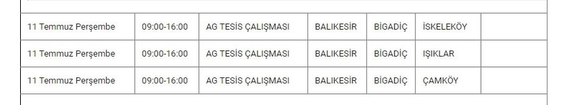 Bigadiç ve Mahallelerinde Elektrik Kesintisi Bigadiç ve Mahallelerinde Elektrik Kesintisi