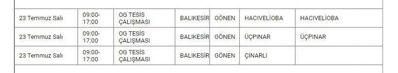 Gönen ve Mahallelerinde Elektrik Kesintisi Gönen ve Mahallelerinde Elektrik Kesintisi