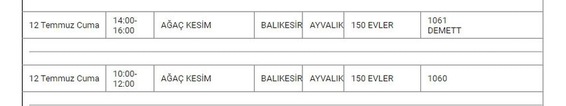 Ayvalık ve Mahallelerinde Elektrik Kesintisi Ayvalık ve Mahallelerinde Elektrik Kesintisi