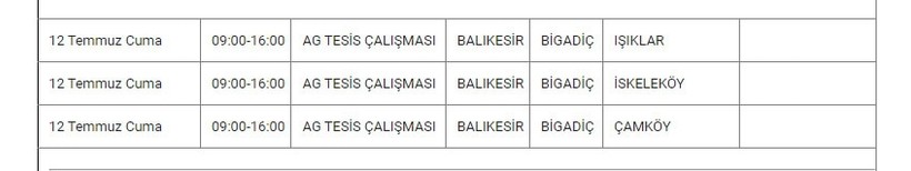 Bigadiç ve Mahallelerinde Elektrik Kesintisi Bigadiç ve Mahallelerinde Elektrik Kesintisi