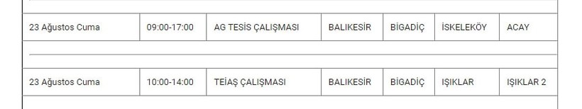 Bigadiç ve Mahallelerinde Elektrik Kesintisi Bigadiç ve Mahallelerinde Elektrik Kesintisi