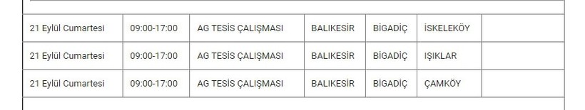 Bigadiç ve Mahallelerinde Elektrik Kesintisi