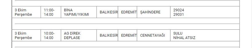 Edremit ve Mahallelerinde Elektrik Kesintisi Edremit ve Mahallelerinde Elektrik Kesintisi