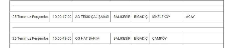 Bigadiç ve Mahallelerinde Elektrik Kesintisi Bigadiç ve Mahallelerinde Elektrik Kesintisi