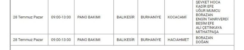 Burhaniye ve Mahallelerinde Elektrik Kesintisi Burhaniye ve Mahallelerinde Elektrik Kesintisi