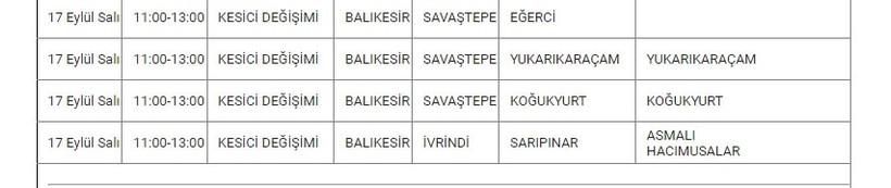 Savaştepe ve Mahallelerinde Elektrik Kesintisi Savaştepe ve Mahallelerinde Elektrik Kesintisi