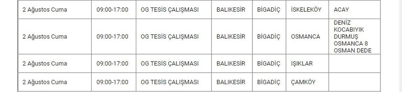 Bigadiç ve Mahallelerinde Elektrik Kesintisi Bigadiç ve Mahallelerinde Elektrik Kesintisi