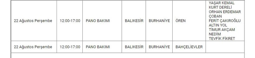 Burhaniye ve Mahallelerinde Elektrik Kesintisi Burhaniye ve Mahallelerinde Elektrik Kesintisi