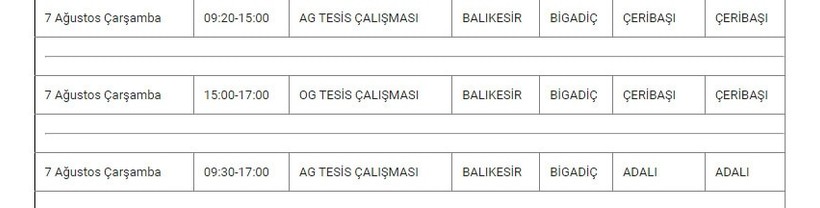 Bigadiç Elektrik Kesintisi Bigadiç Elektrik Kesintisi