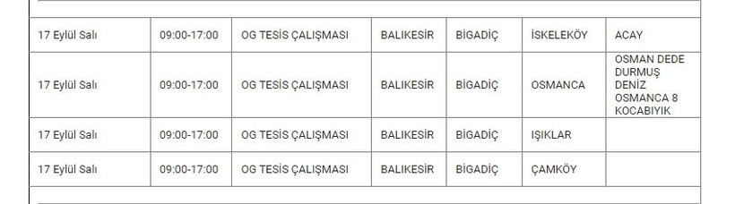 Bigadiç ve Mahallelerinde Elektrik Kesintisi Bigadiç ve Mahallelerinde Elektrik Kesintisi