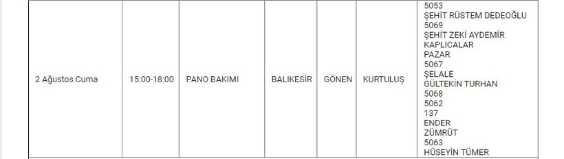 Gönen ve Mahallelerinde Elektrik Kesintisi Gönen ve Mahallelerinde Elektrik Kesintisi
