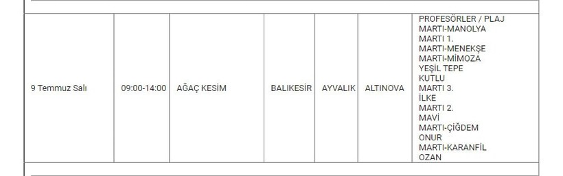 Ayvalık ve Kırsalında Elektrik Kesintisi Ayvalık ve Kırsalında Elektrik Kesintisi