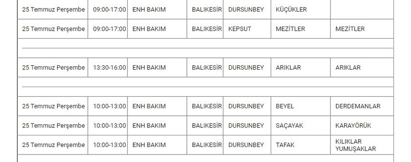 Dursunbey ve Mahallelerinde Elektrik Kesintisi Dursunbey ve Mahallelerinde Elektrik Kesintisi