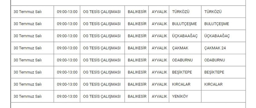 Ayvalık ve Mahallelerinde Elektrik Kesintisi Ayvalık ve Mahallelerinde Elektrik Kesintisi