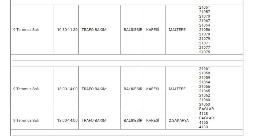 Karesi ve Kırsalında Elektrik Kesintisi Karesi ve Kırsalında Elektrik Kesintisi