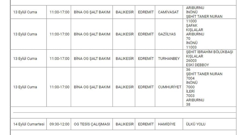 Edremit ve Mahallelerinde Elektrik Kesintisi Edremit ve Mahallelerinde Elektrik Kesintisi