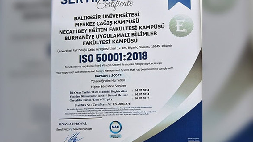 BAÜN, ISO 50001 Enerji Yönetim Sistemi Sertifikasını Aldı