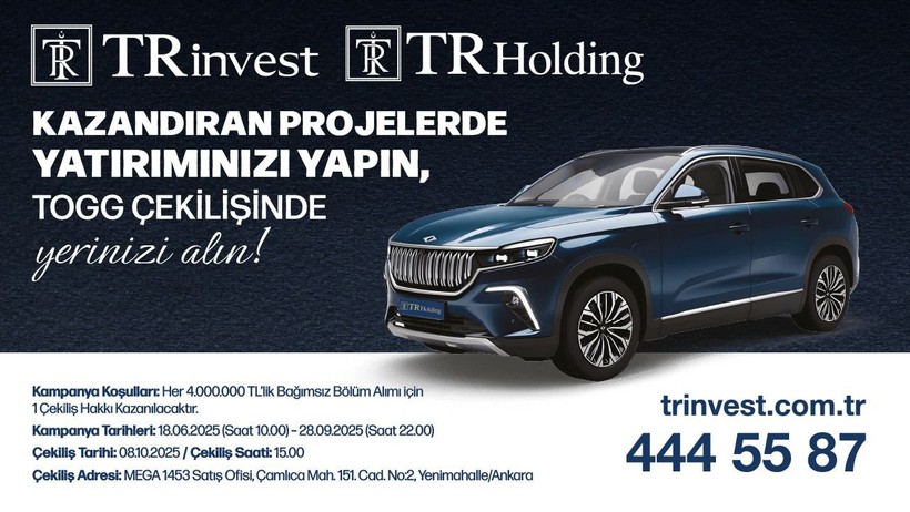 TRinvest’ten Fırsat! Konut Alana TOGG Hediyesi!