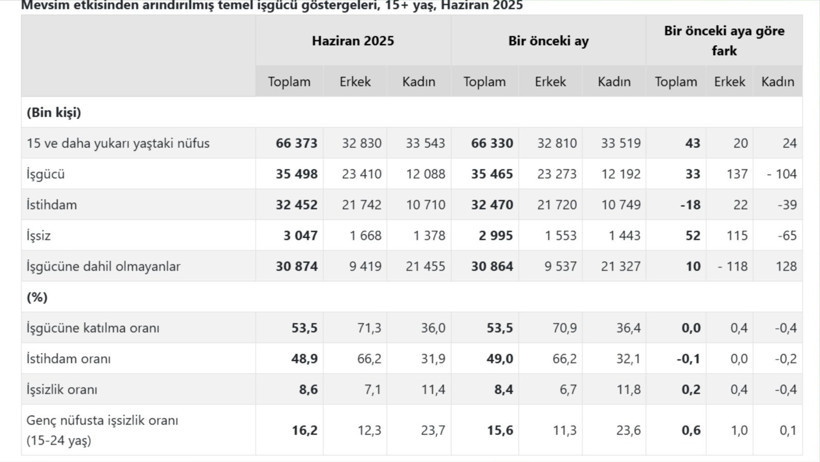 Haziran’da 2025 İşsizlik Oranı %8,6’ya Yükseldi 