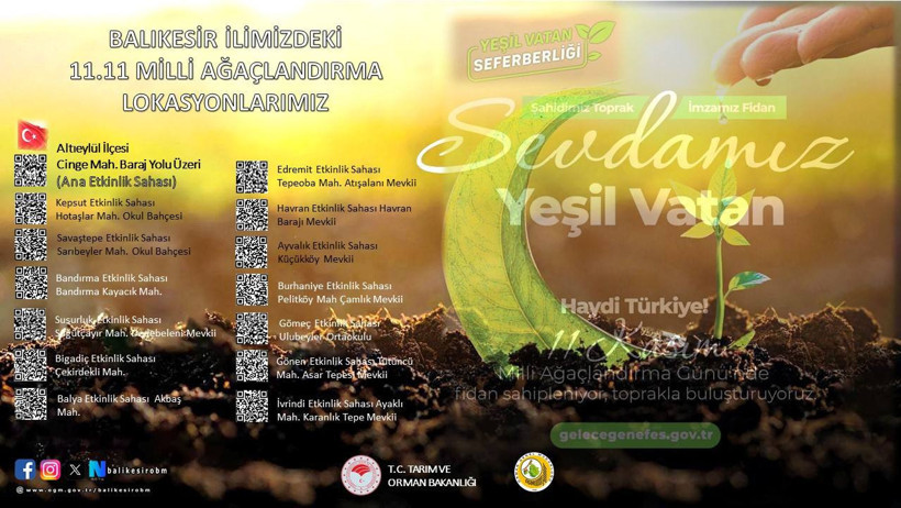 Balıkesir’de Fidan Dikim Etkinliği 18 Kasım’da Yapılacak