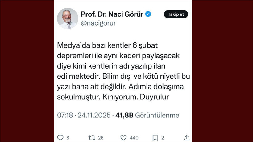 Prof. Dr. Naci Sahte Deprem Paylaşımlarına Tepki