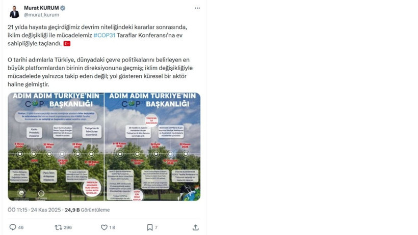 Türkiye COP31’e Başkanlık Edecek