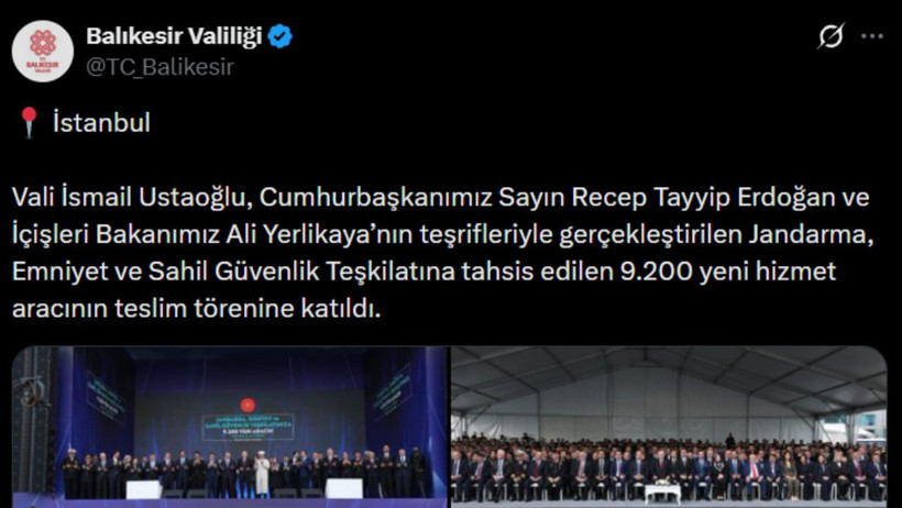 Balıkesir Valisi Ustaoğlu, Ankara’daki teslim töreninde
