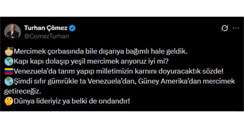 Balıkesir Milletvekili Turhan Çömez’den Sıfır Gümrüklü Mercimek Tepkisi!