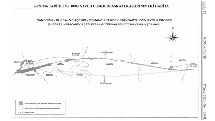 15 KM’lik Hızlı Tren Hattı Değişti! Resmi Gazetede 