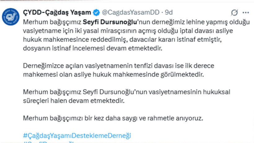 Seyfi Dursunoğlu’nun Mirasında Yeni Gelişme: ÇYDD Sessizliğini Bozdu - 1. resim