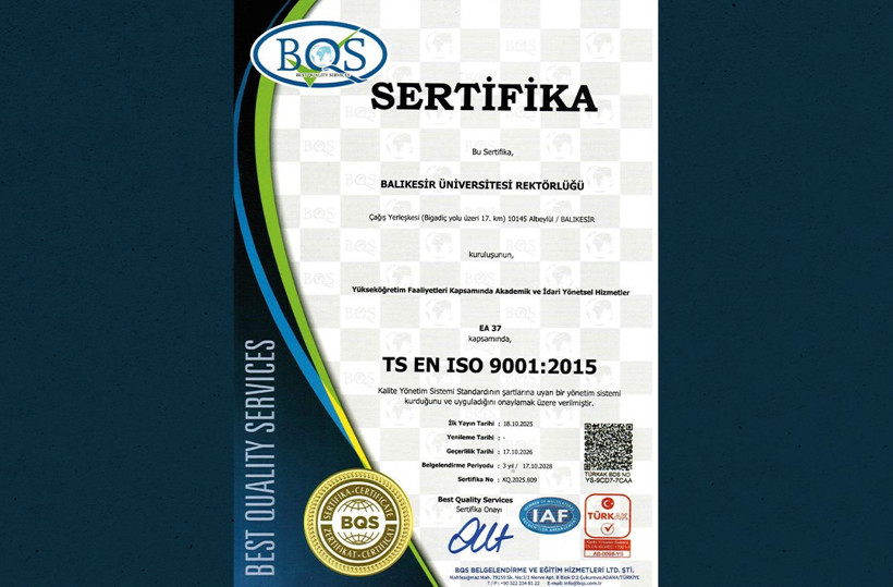 BAÜN’e ISO 9001 Kalite Belgesi