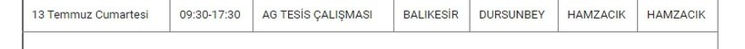 Dursunbey ve Mahallelerinde Elektrik Kesintisi Dursunbey ve Mahallelerinde Elektrik Kesintisi