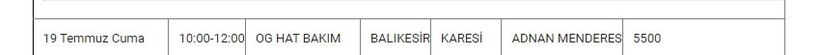 Karesi ve Mahallelerinde Elektrik Kesintisi Karesi ve Mahallelerinde Elektrik Kesintisi