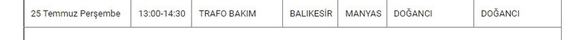 Manyas ve Mahallelerinde Elektrik Kesintisi Manyas ve Mahallelerinde Elektrik Kesintisi
